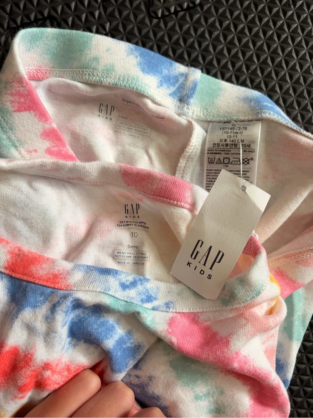 GAP Kids Tie-Dye Pajama Set — Pink, Blue, Green